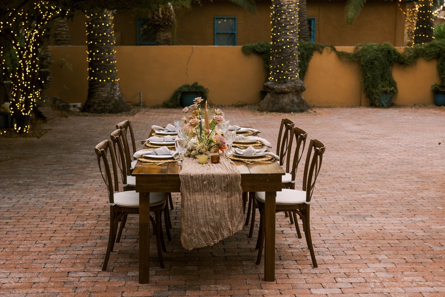 Rustic Table Setting Outdoors