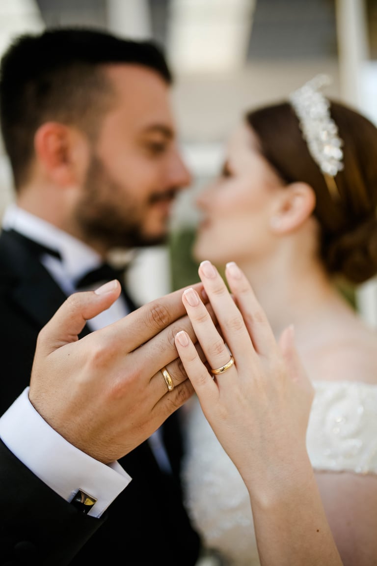 Just Married Couple Showing Their Rings